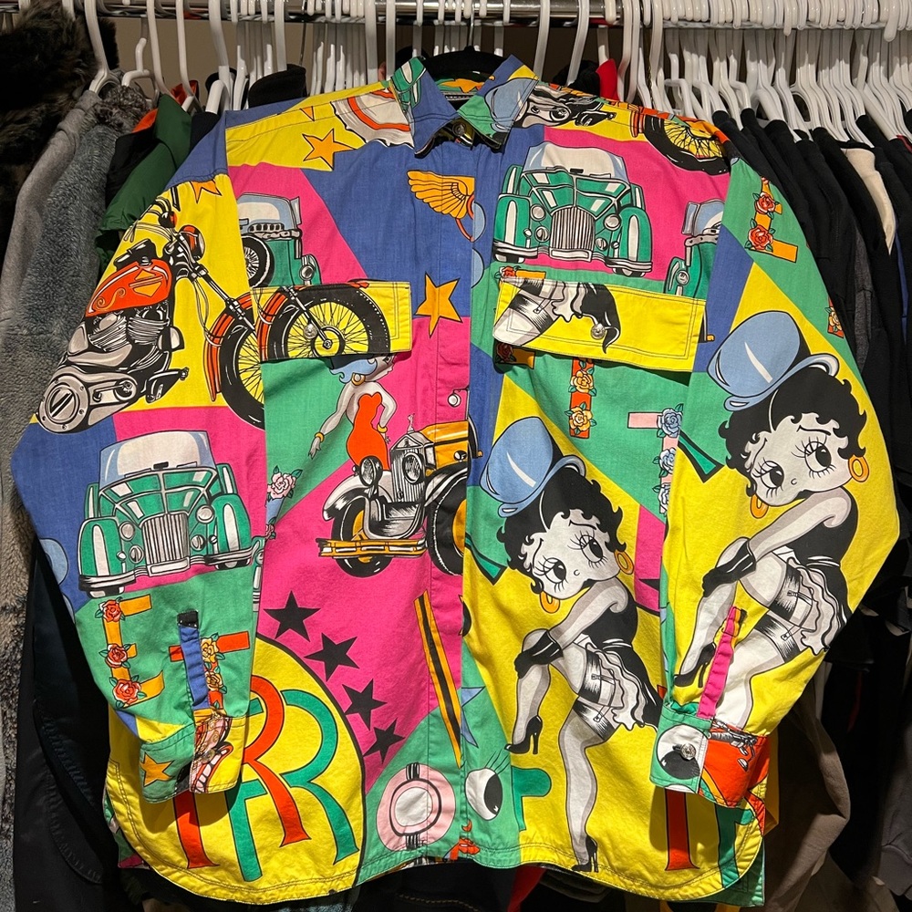 Versace Jeans Couture‎ Betty Boop Harley Davidson Shirt Size XS (FITS MEDIUM)